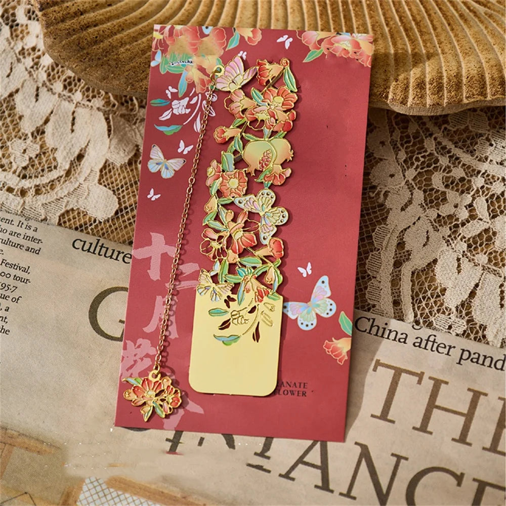 Retro Chinese Metal Hollow Bookmarks Creative Out Bookmark Book Clip Student Stationery School Office Supply New Year Gift
