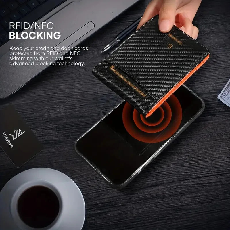 Slim Wallets for Men - Leather Money Clip Mens Wallet - RFID Blocking Front Pocket Bifold Wallet - Minimalist Credit Card Holder mon