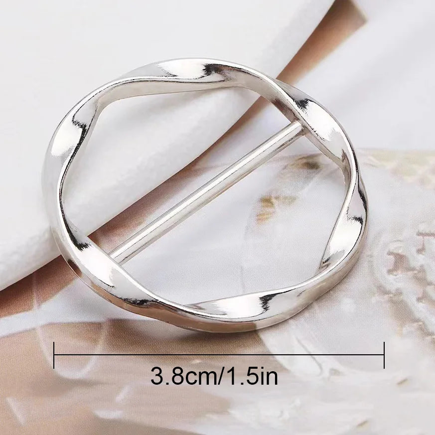 Women Geometric Brooch Clothes Corner Knot Button Ring Shirt Hem T-shirt Scarf Buckle Clothes Decoration Accessories
