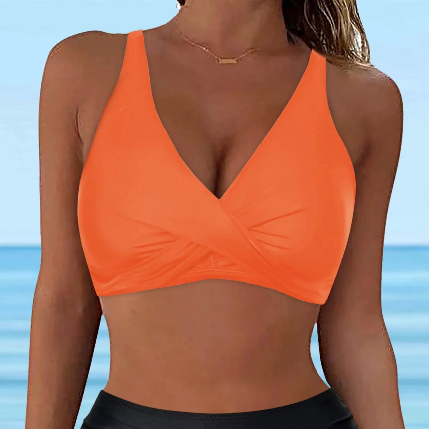 Women Lace Up Swimwear Tops Underwire Full Coverage Bikini Top Push Up Swim Crop Top Tie Back Bathing Suit купальник 2024 тренд