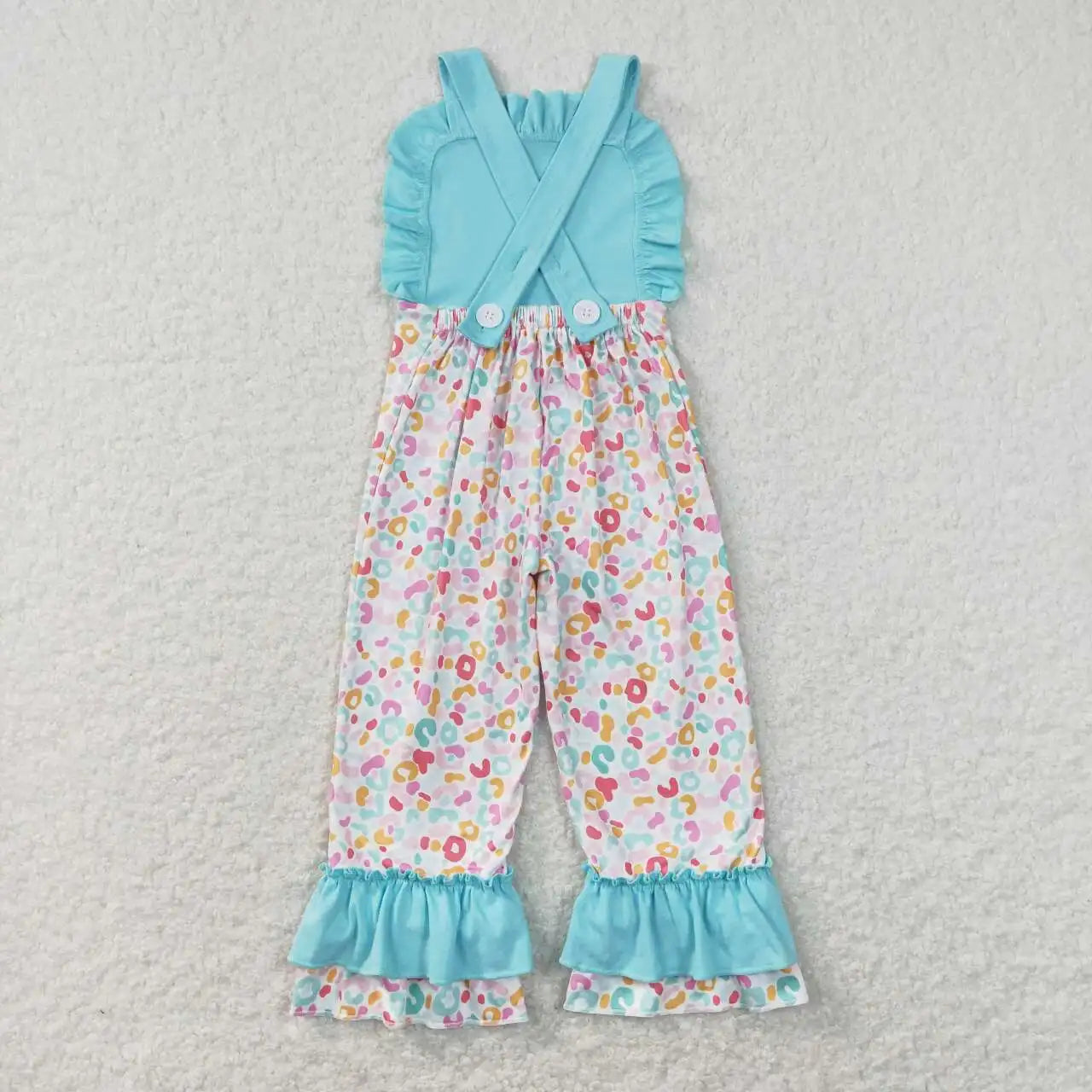 New Arrive Wholesale Toddler Baby Girl Clothes Sleeveless Leopard And Flower Print Suspender Kids Romper