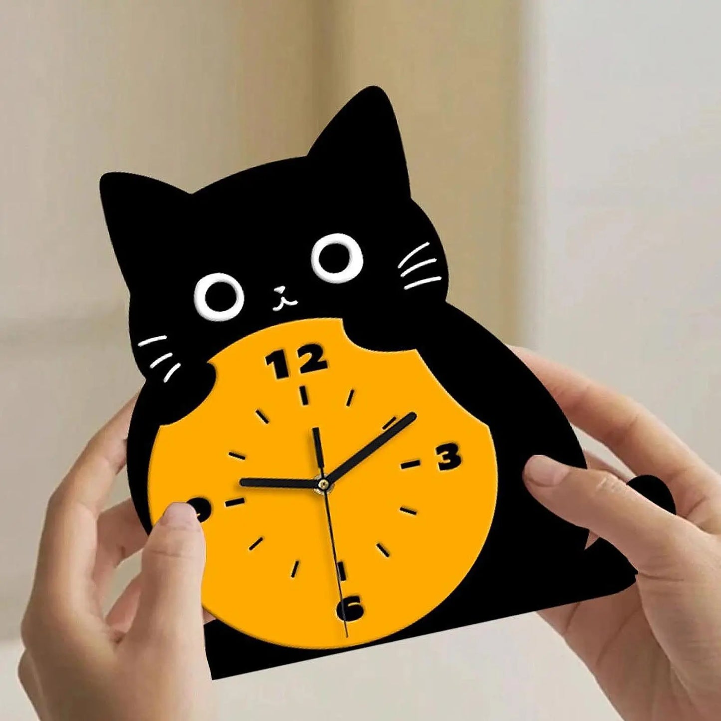 Cat Table Clock Stylish Decoration Silent Unique Gift Elegant Ornament Desk Clock for Office Bedroom Table Desk Study Room