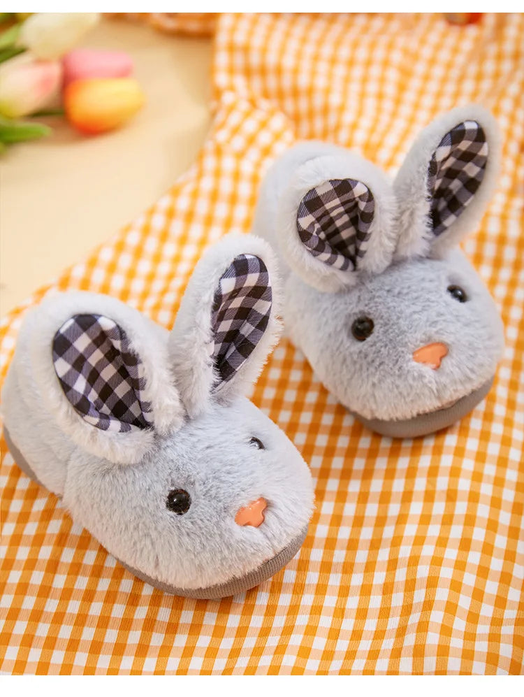 Kid Shoes Girl Fur Slippers Anti Slip Warm Slippers Fashionable Color Matching Cotton Slipper Autumn Winter Thick Bottom Slipper