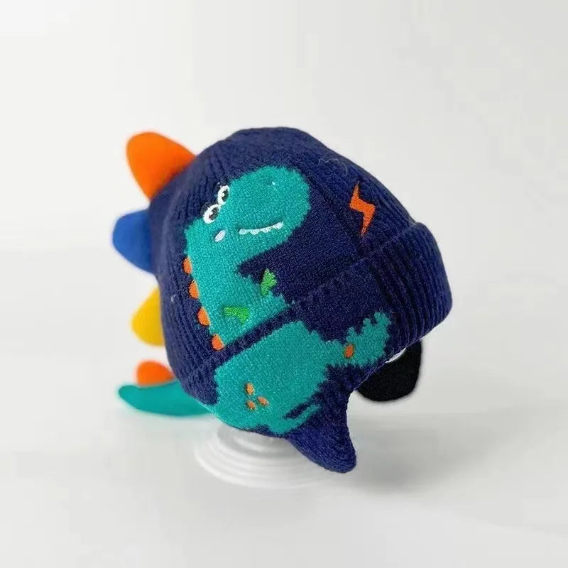 Hot Kid Winter Children Warm Hats Embroidered Cute Cartoon Dinosaur Warm Hats Boys Girls Windproof Thickened Ear Protection Hats