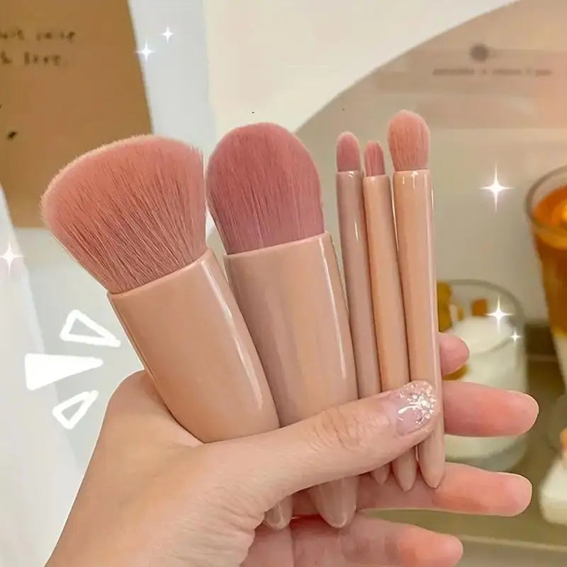 5pcs Travel Size Makeup Brushes tool Set Mini Makeup Brushes, Small Complete Function Cosmetic Brushes Kit With Case And Mirror Perfe
