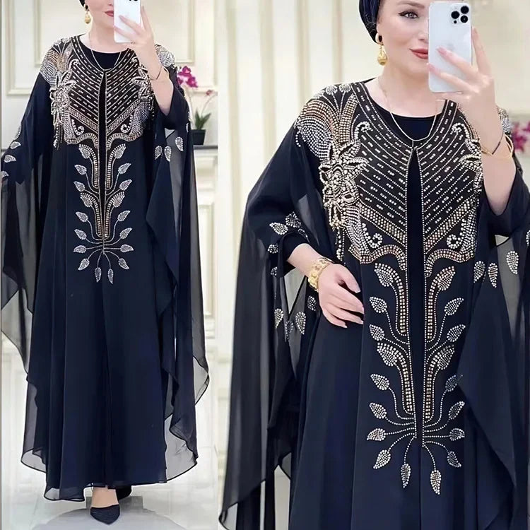Abayas For Women Dubai Luxury Chiffon Boubou Muslim Fashion Dress Caftan Wedding Party Occasions Djellaba Femme