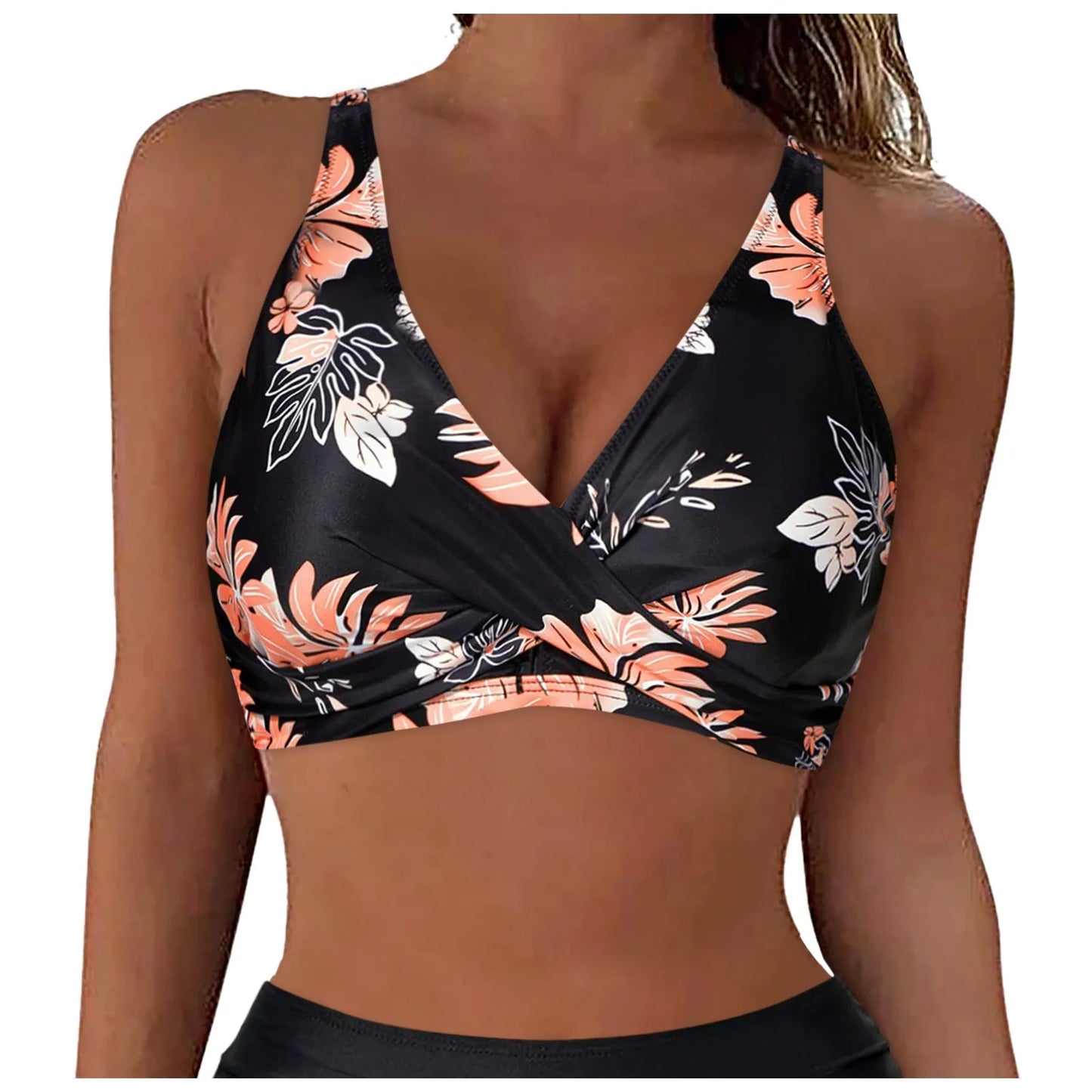 Women Lace Up Swimwear Tops Underwire Full Coverage Bikini Top Push Up Swim Crop Top Tie Back Bathing Suit купальник 2024 тренд