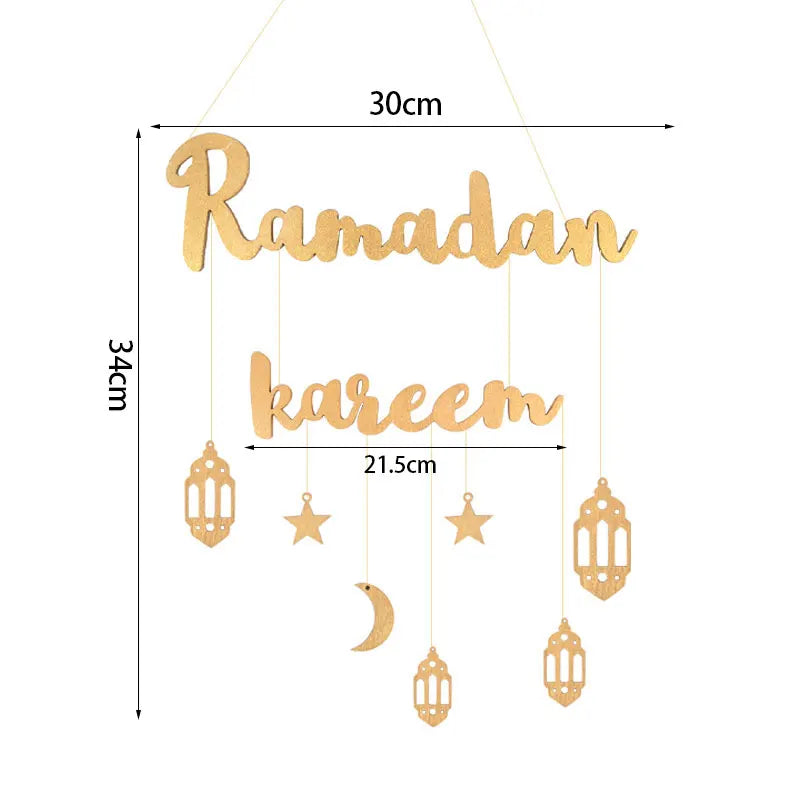 Gold Black Ramadan Kareem Wooden Wall Pendant Eid Mubarak Hanging home Decoration 2023 Eid Al Fitr Muslim Islamic Party Supplies