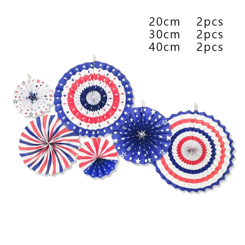 Independence Day Party Photo Props Spiral Pendant I Love USA Banner Balloon July 4th Day Christmas New Year Party Decoration