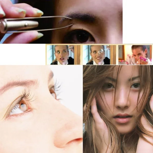 1pc Portable Stainless Steel Smart Design Eyebrow Hair Remove Tweezer With LED Light Makeup Tool - unique