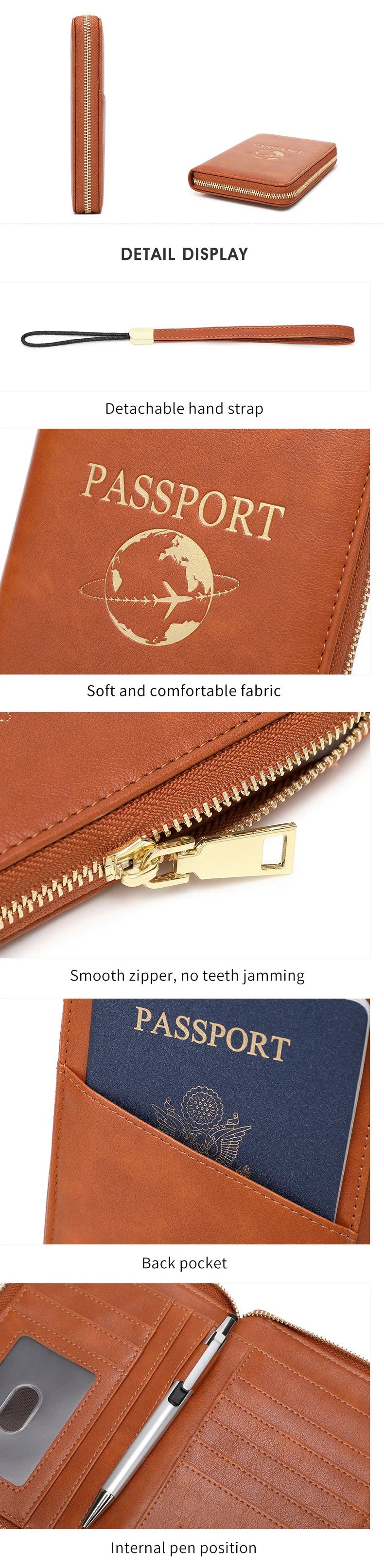 New Retro Passport Bag Fashion RFID Multifunctional PU Leather Passport Wallet Storage Bag Travel Accessories ID Bag Card Holder