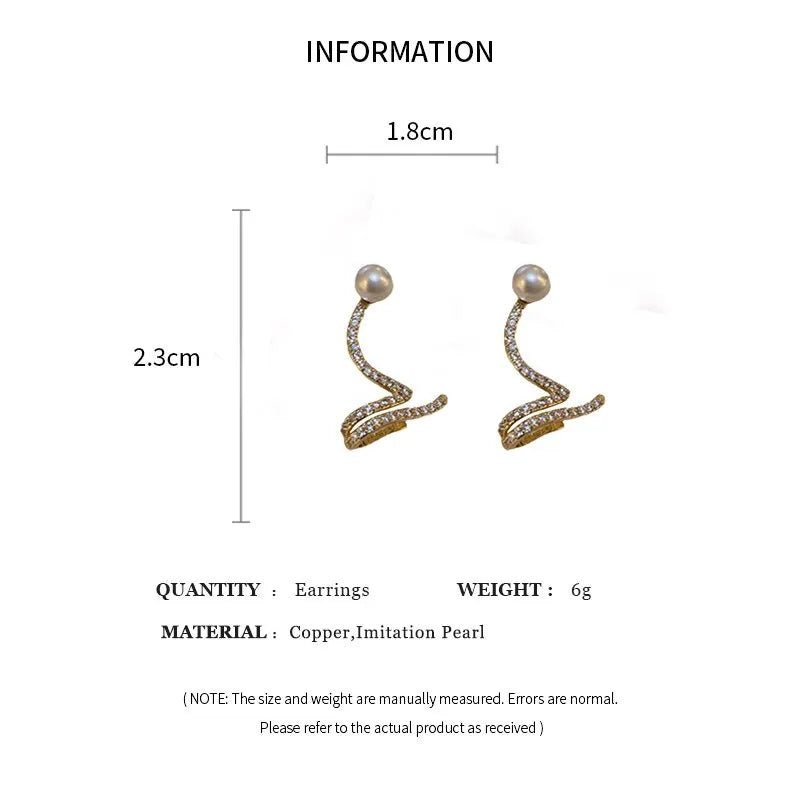 Shiny Rhinestone Imitation Pearl Stud Earrings For Women New Fashion Geometric Ear Studs Ear Bone Clip Girls Jewelry For Party