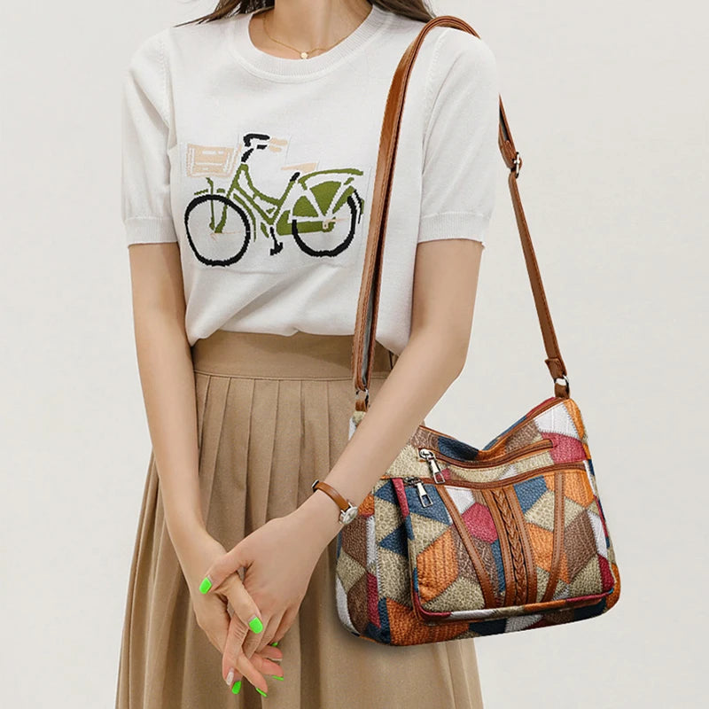 Women's Elegant Vintage Crossbody Bag Trendy Hand Bag Fashion Multi-pockets Shoulder Bag All-match Retro Crossbody Bag for Daily use
