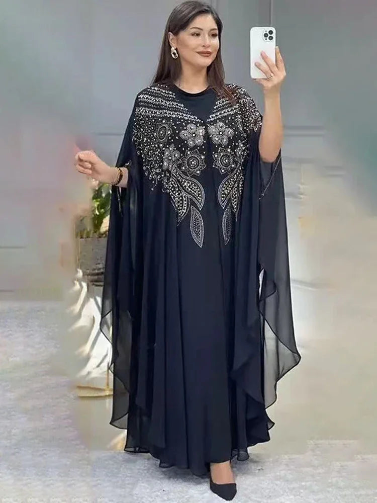 Abayas For Women Dubai Luxury Chiffon Boubou Muslim Fashion Dress Caftan Wedding Party Occasions Djellaba Femme