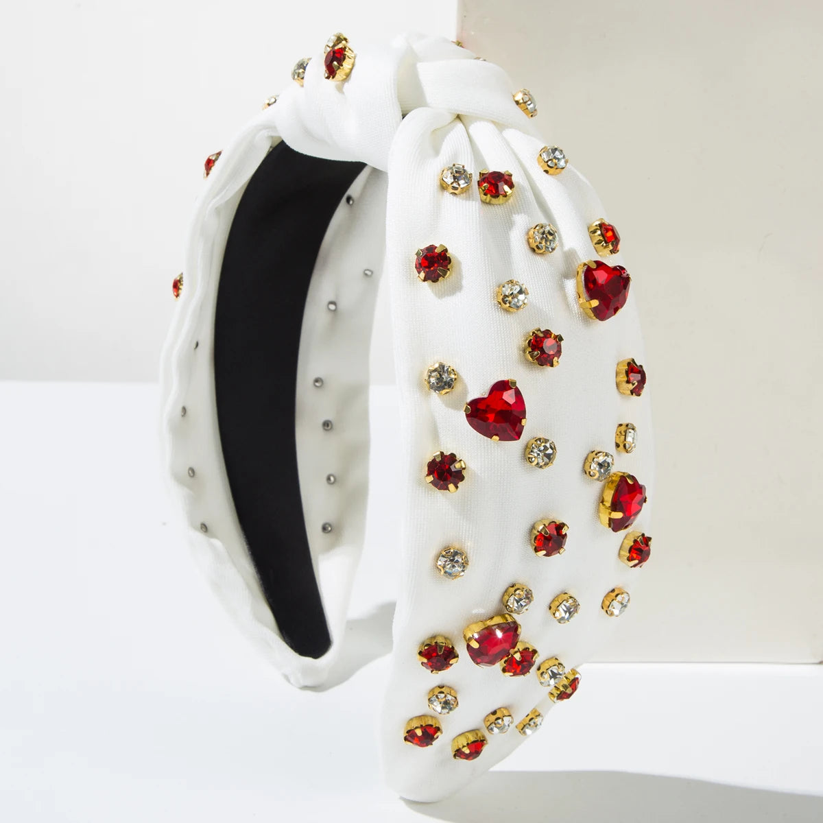 Amazon's New Valentine's Day Headband Korean Version Fashionable Nail Drill Heart-shaped Glass Diamond Decoration Sweet Headband