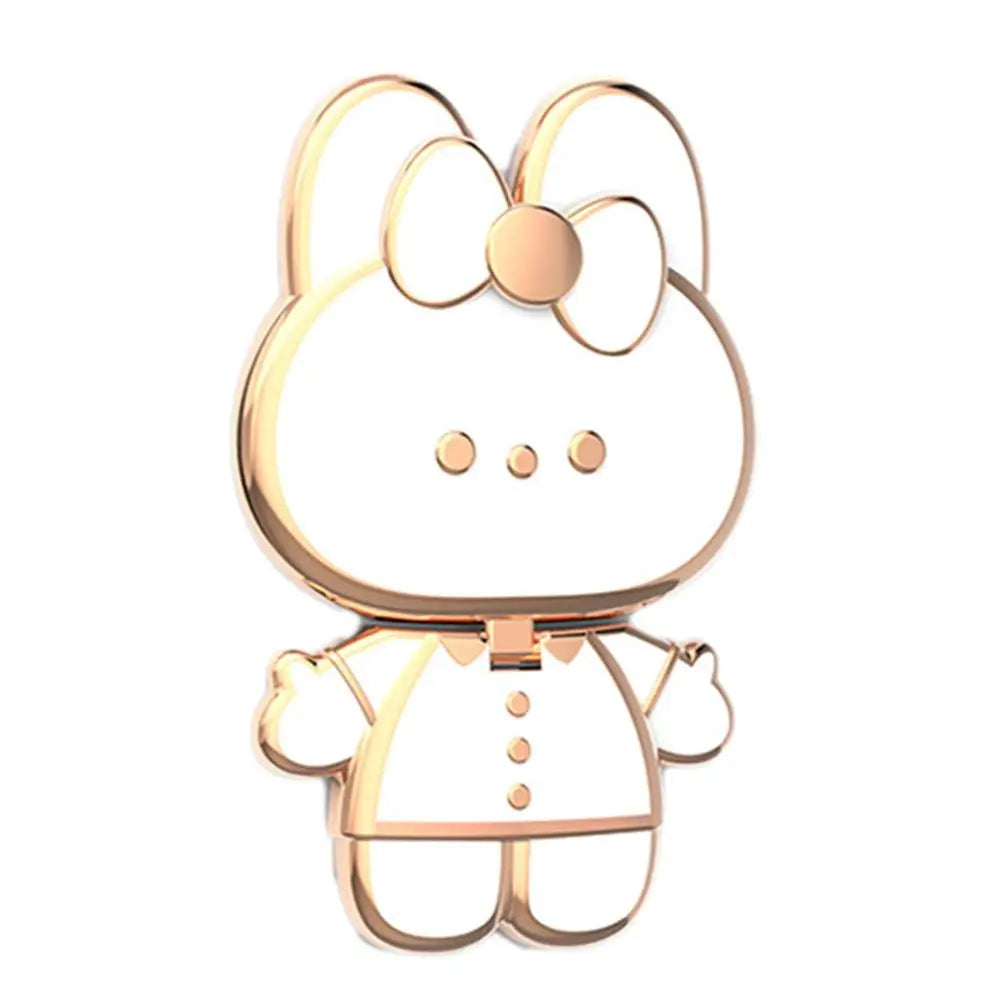 Universal Mobile Phone Holder Metal Cute Cat Phone Holder Cell Phone Stand 2 In 1 Finger Holder With Make Up Mirror