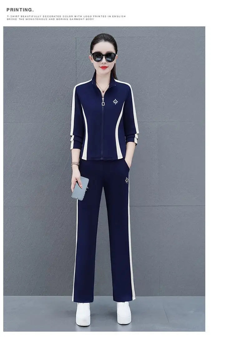 Women's Sportswear Suit Spring And Autumn Clothing New Fashion Leisure Tracksuit For Woman Crop Top Pants Two Pieces Sets