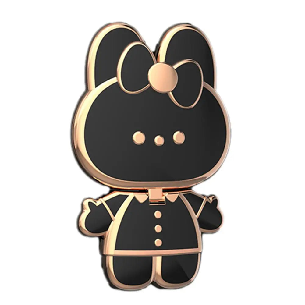 Universal Mobile Phone Holder Metal Cute Cat Phone Holder Cell Phone Stand 2 In 1 Finger Holder With Make Up Mirror