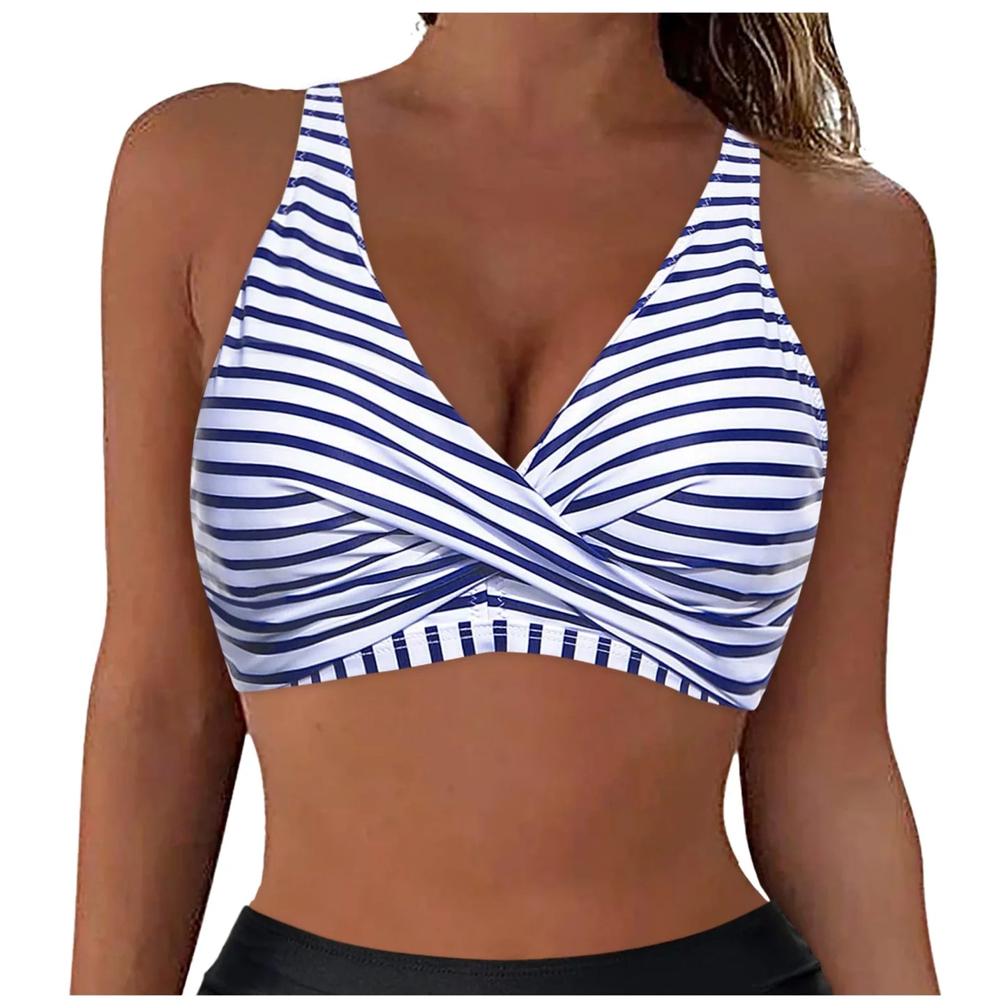 Women Lace Up Swimwear Tops Underwire Full Coverage Bikini Top Push Up Swim Crop Top Tie Back Bathing Suit купальник 2024 тренд
