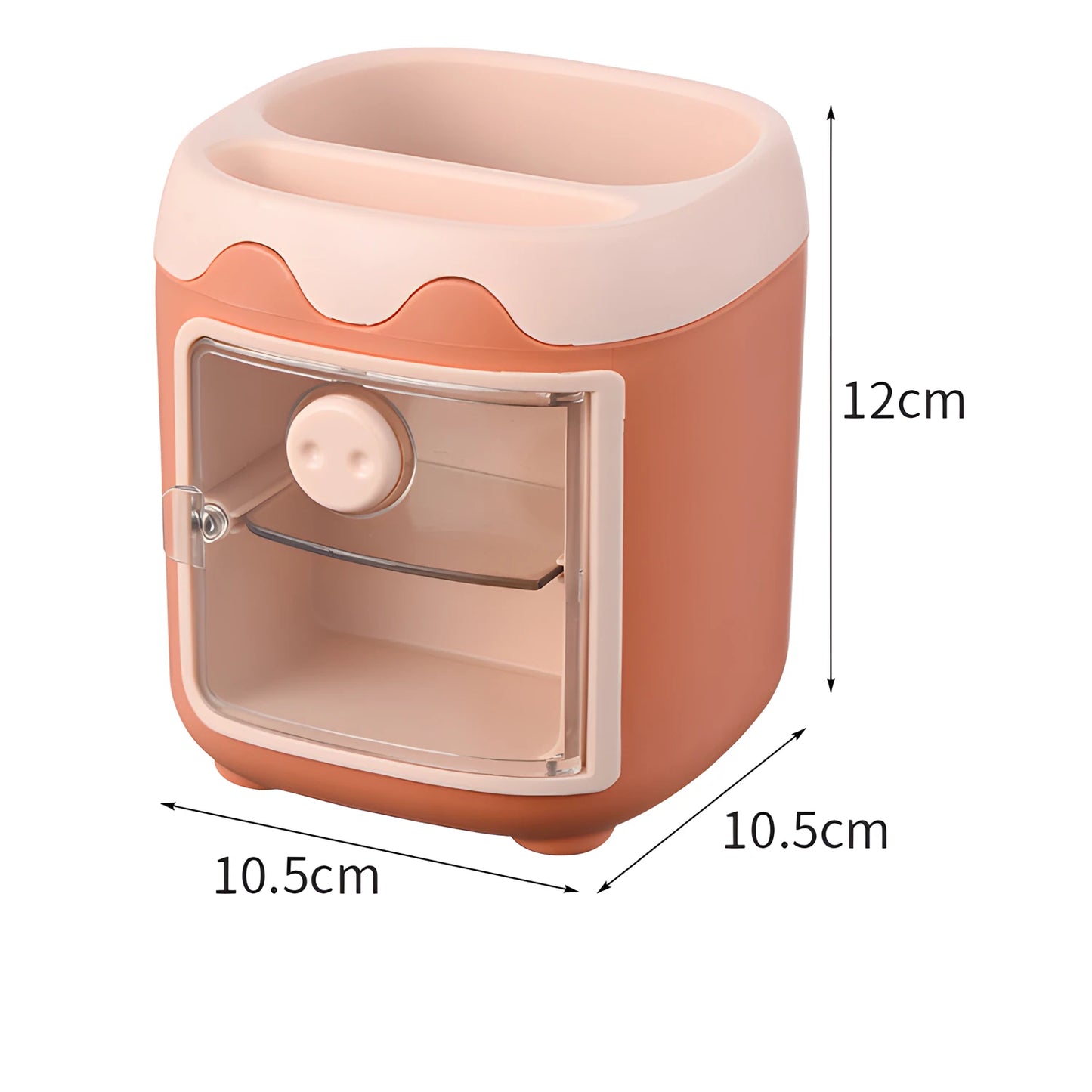 Pen Holder Pencil Organizer with Drawer, Cosmetic Makeup Brushes Holder for Dressing Table, Pig Nose Cute Pen Holder Office