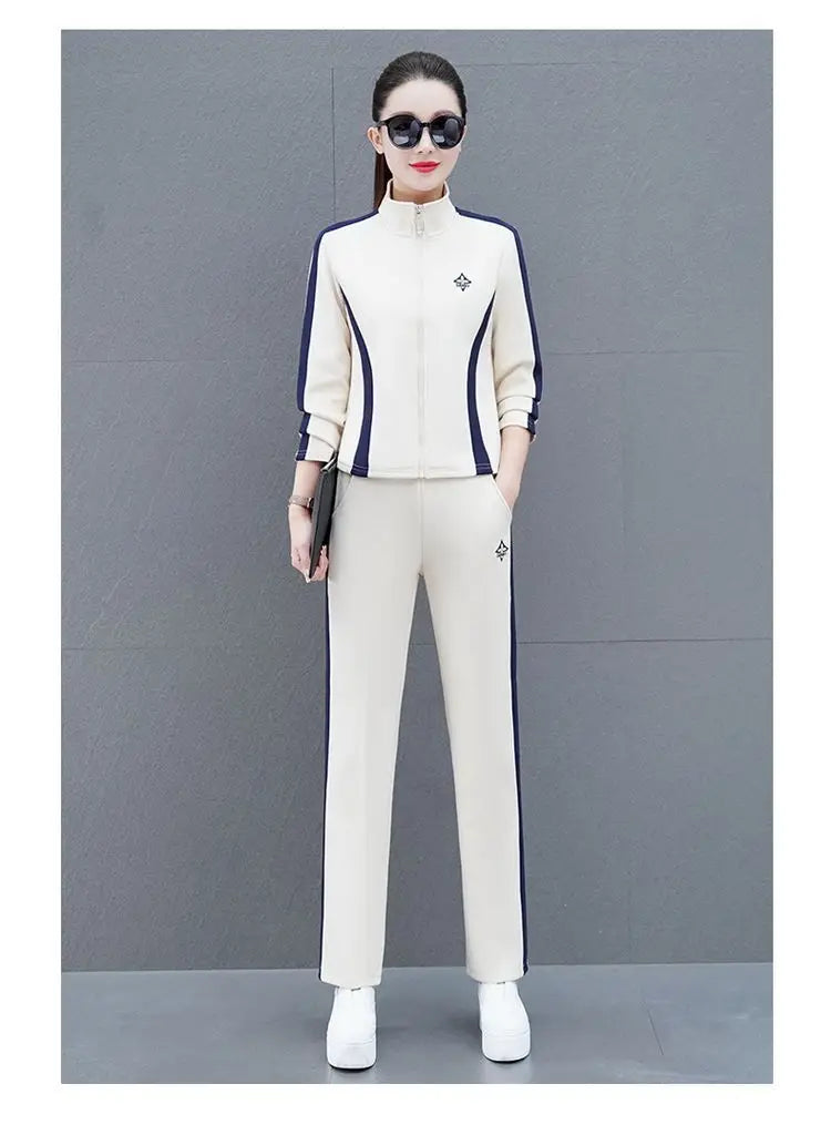Women's Sportswear Suit Spring And Autumn Clothing New Fashion Leisure Tracksuit For Woman Crop Top Pants Two Pieces Sets