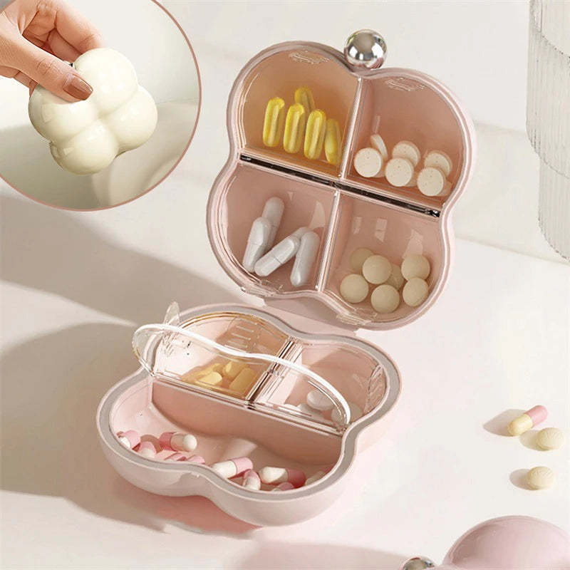 7-Day Portable Flower-Shaped Pill Organizer Compact Medication Divider Box with Individual Compartments for Daily Use
