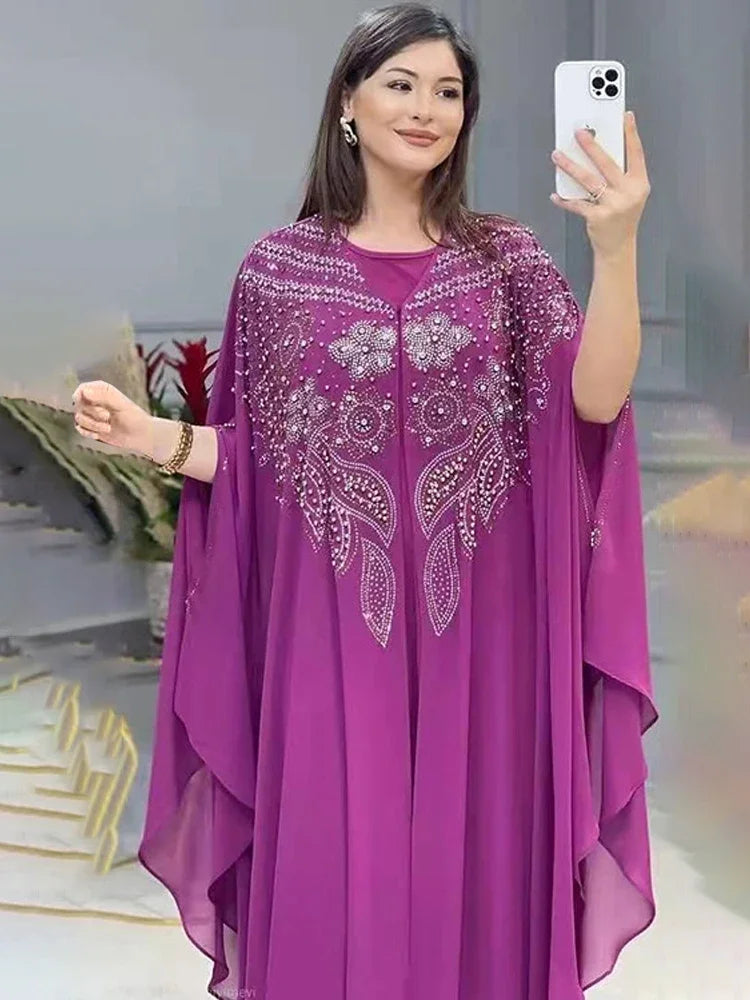 Abayas For Women Dubai Luxury Chiffon Boubou Muslim Fashion Dress Caftan Wedding Party Occasions Djellaba Femme