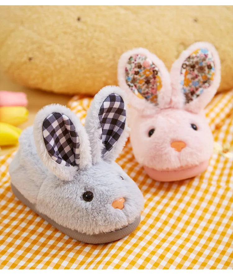 Kid Shoes Girl Fur Slippers Anti Slip Warm Slippers Fashionable Color Matching Cotton Slipper Autumn Winter Thick Bottom Slipper