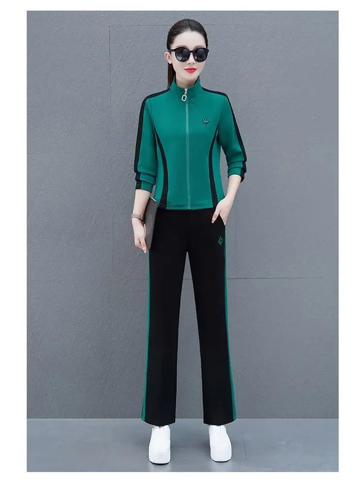 Women's Sportswear Suit Spring And Autumn Clothing New Fashion Leisure Tracksuit For Woman Crop Top Pants Two Pieces Sets