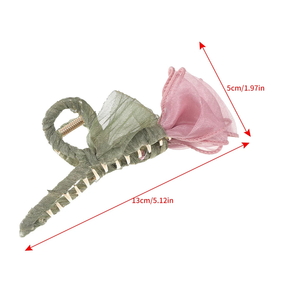 مشبك شعر من Haimeikang Tulip Tulle Shark Clip للنساء، دبوس شعر أنيق على شكل ذيل حصان، إكسسوارات شعر عصرية للفتيات