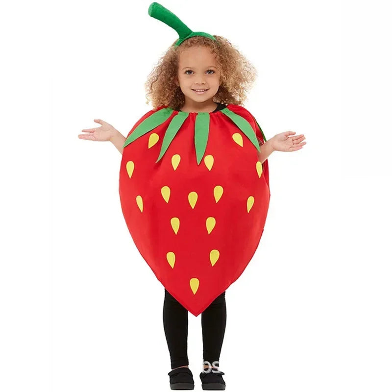Halloween Kids Girls Boys Children Fruit Vegetable Costume Watermelon Strawberry Banana Tomato Outfit Cute Cosplay Party