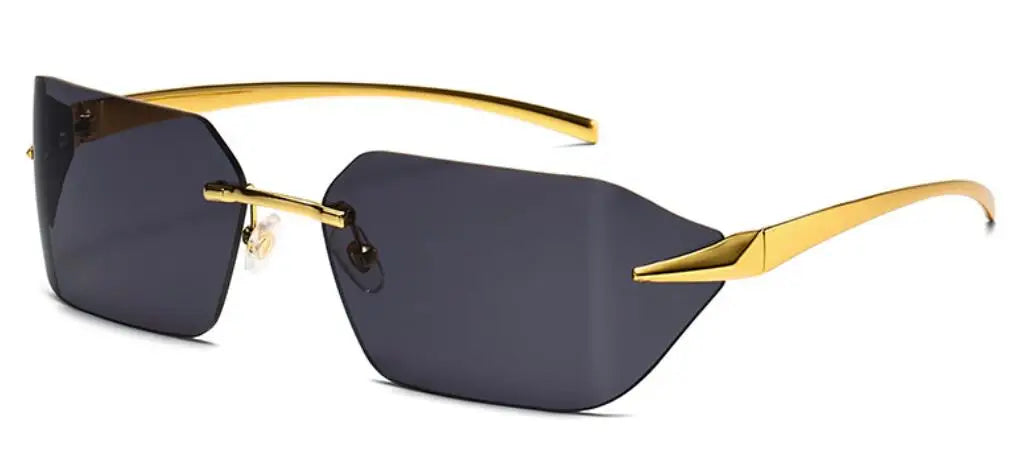 Rimless Men Sunglasses Luxury Brand Curved Lens Summer Traveling Sun Glasses for Women men Frameless Rectangle Shades mon