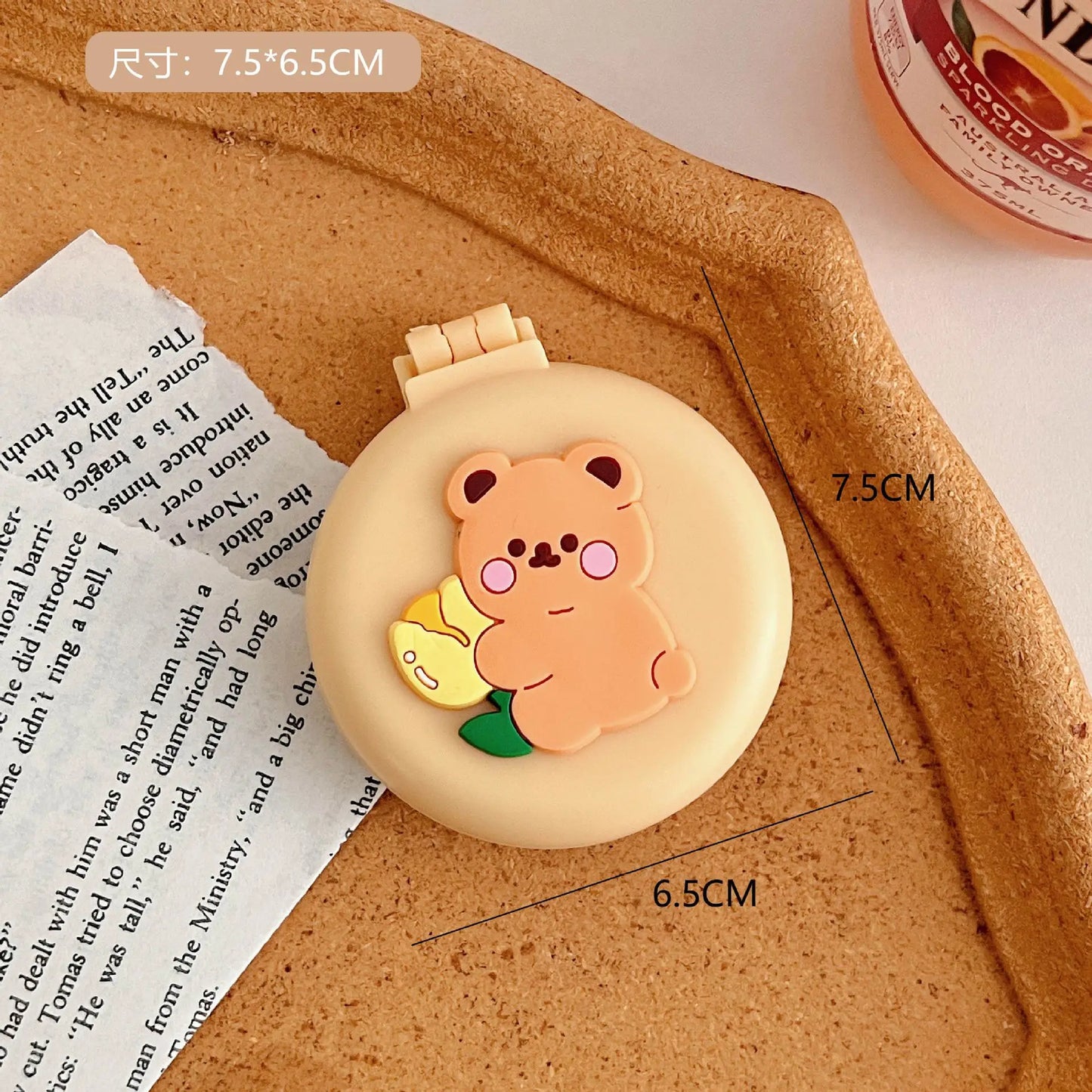 Mini Cute Foldable Head Massager Cartoon Air Bag Hair Comb Air Cushion Comb with Makeup Mirror Portable Hair Styling Comb Tools