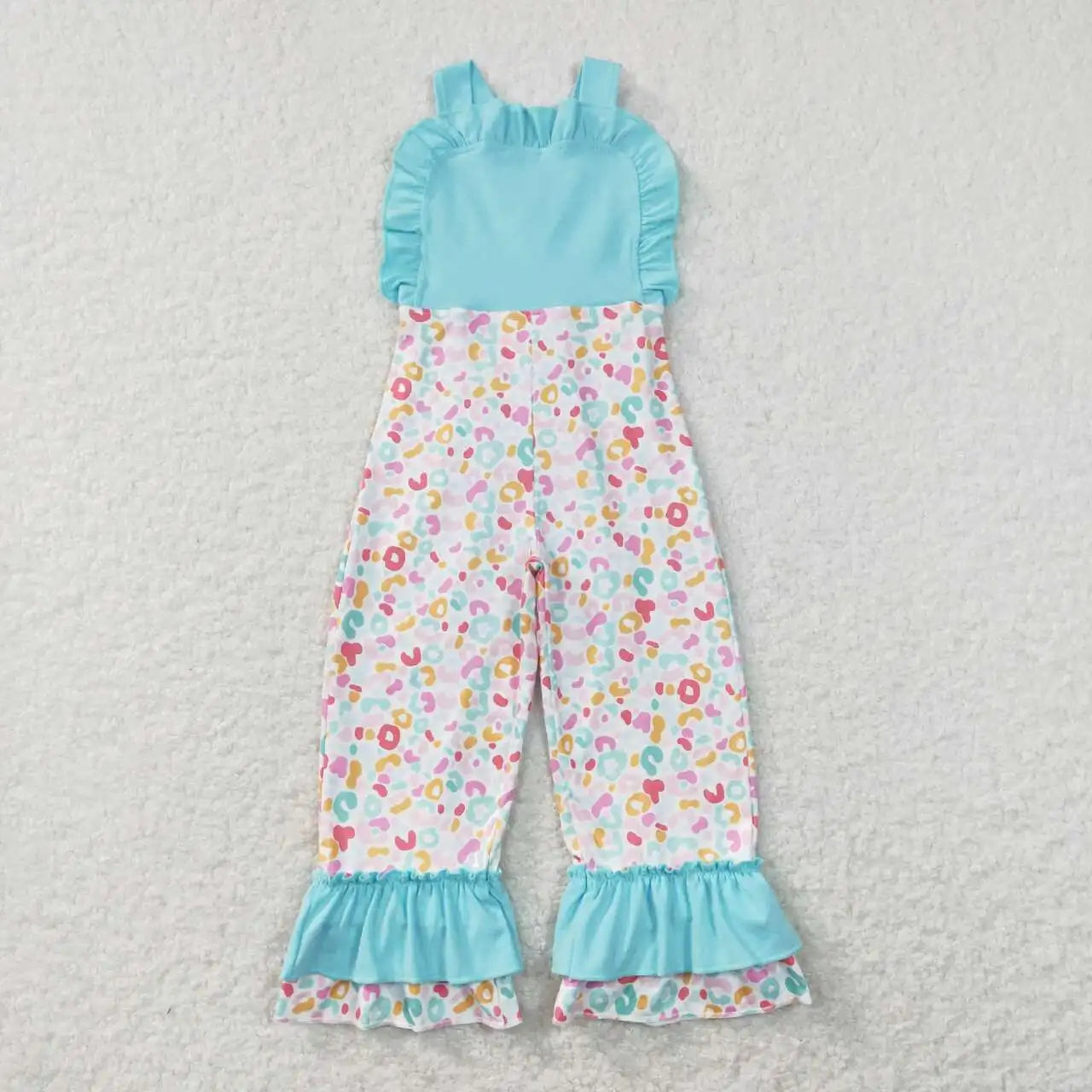 New Arrive Wholesale Toddler Baby Girl Clothes Sleeveless Leopard And Flower Print Suspender Kids Romper
