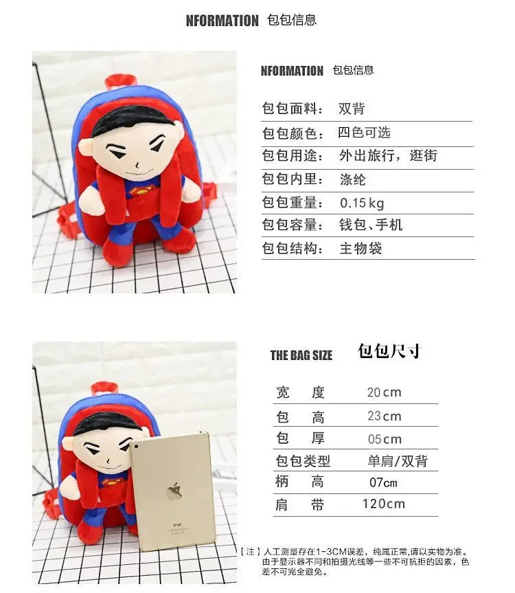 Marvel Series Cartoon Anime Fashion Personality Plush Toy Children Leisure Cute Kindergarten Backpack Holiday Gift
