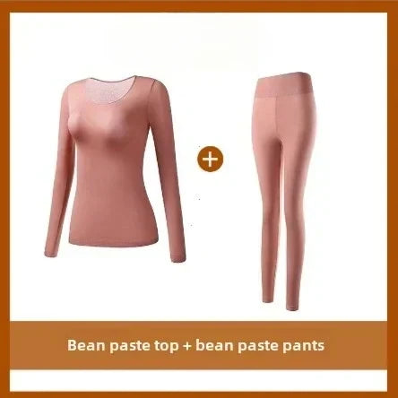 2PCS Thermal Underwear Sets for Woman Autumn Winter Bottoming Shirt Long-sleeved T-shirt Thin Thermal Top Women's Thermal Skin