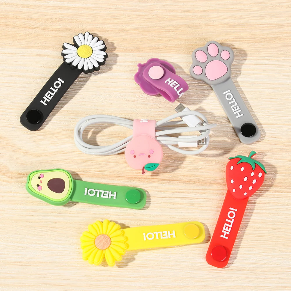 1PC Hot Headset Silicone Multifunction Data Line Storage Winder Cable Protector Cute Cartoon Cord Protector