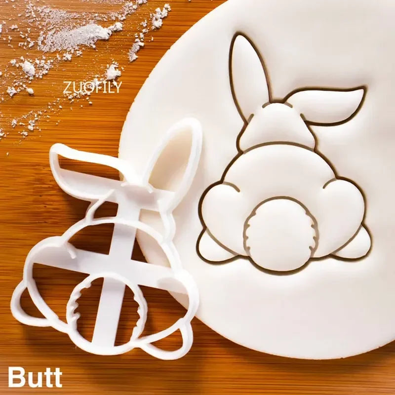 1/4pcs Cute Yoga Rabbit Easter Christmas Plastic Cookie Embossed Mold Fondant Cookie Cutter Bunny Biscuit Mold DIY Baking Tools