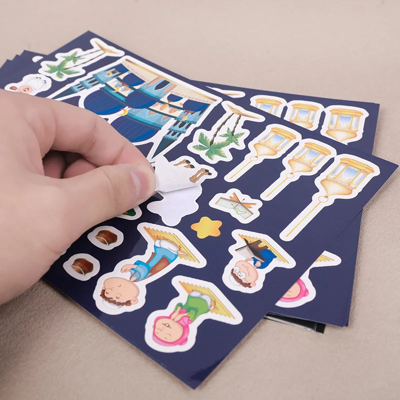 12pcs Eid Mubarak DIY Stickers Kids Gift Puzzle Game Toys Islam Muslim Party Supplies 2025 Ramadan Home Decoration Wall Sticker