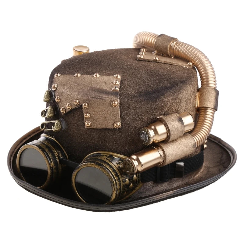 Steampunk Men Hat With Goggles Gay Top Hat Jazz Hat Gothic Steampunk Top Hat For Men Non-slip Hat Carnival Nightclub