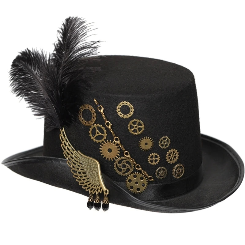 Steampunk Men Hat With Goggles Gay Top Hat Jazz Hat Gothic Steampunk Top Hat For Men Non-slip Hat Carnival Nightclub