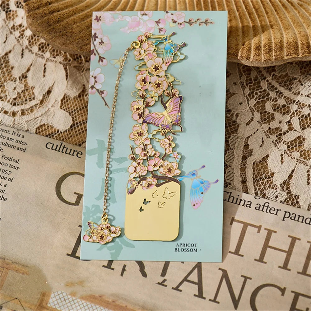 Retro Chinese Metal Hollow Bookmarks Creative Out Bookmark Book Clip Student Stationery School Office Supply New Year Gift