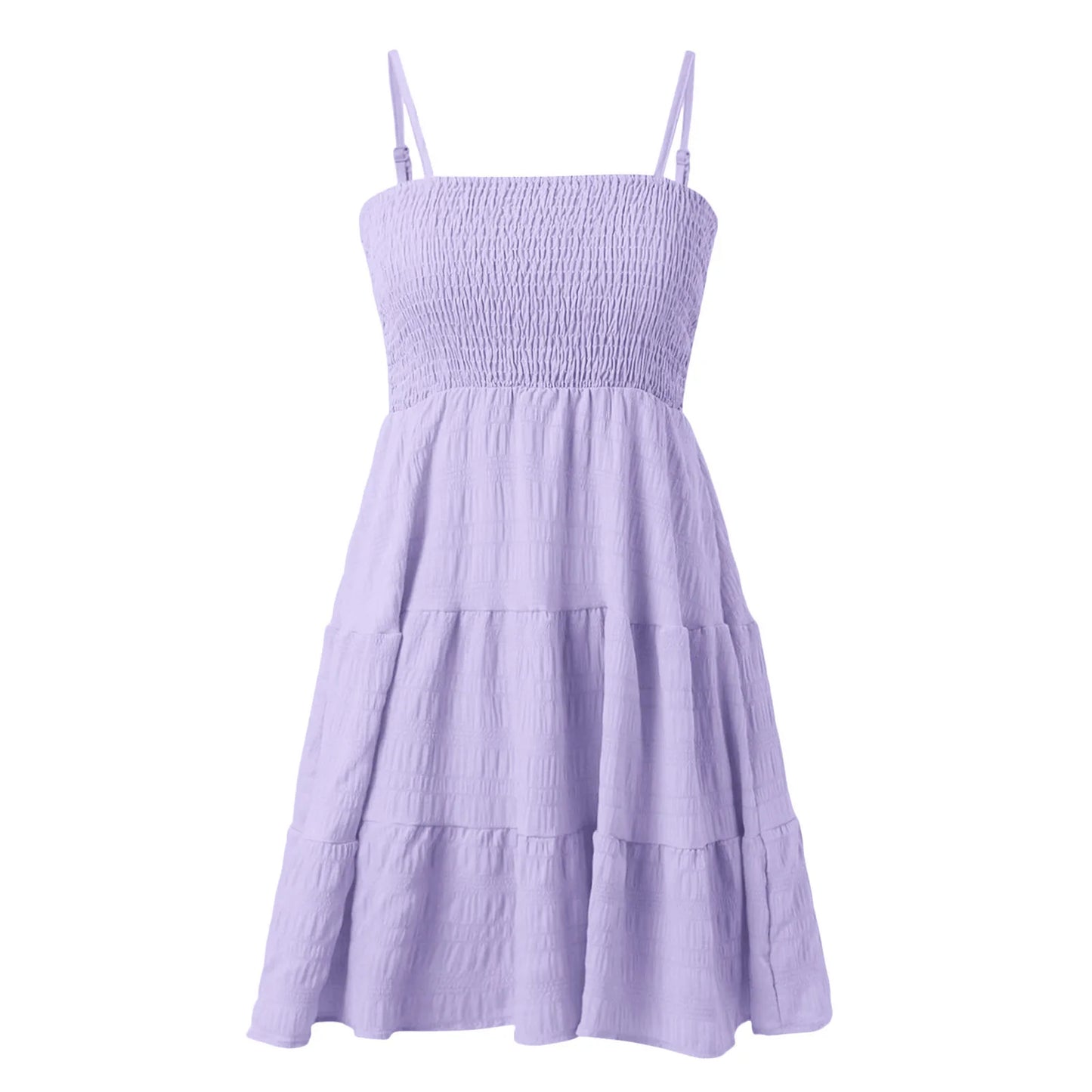 Bohemian Beach Sundress Women Sleeveless Backless Big Swing Mini Dress Solid Spaghetti Strap Ruffles Dresses