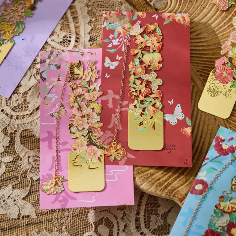 Retro Chinese Metal Hollow Bookmarks Creative Out Bookmark Book Clip Student Stationery School Office Supply New Year Gift