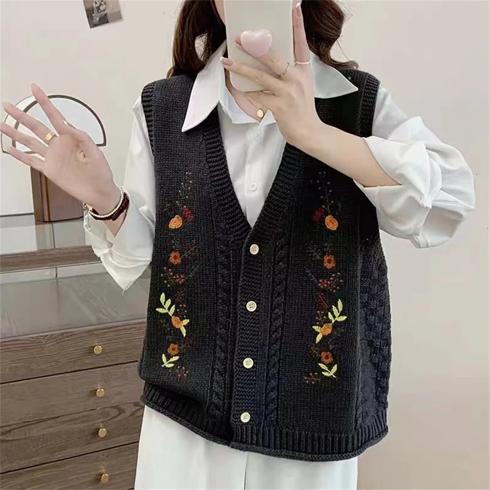 Spring Autumn Style Fashion Women's Knitted Cardigan Sweater Vest Sleeveless Ladies Waistcoat Jacket Basic Coats