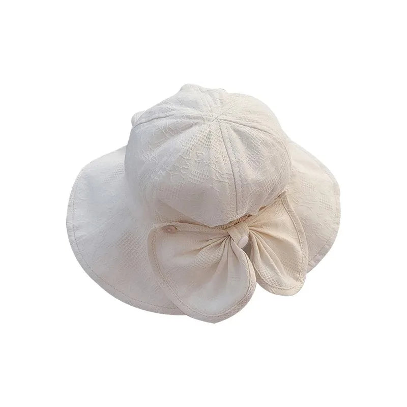 Princess Baby Bucket Hat for Girls Big Bow Summer Baby Girl Cap Wide Brim Travel Baby Sun Hat for Kids Accessories 1-3Y