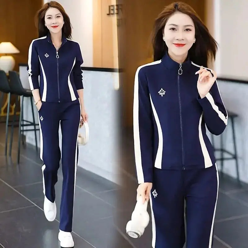 Women's Sportswear Suit Spring And Autumn Clothing New Fashion Leisure Tracksuit For Woman Crop Top Pants Two Pieces Sets
