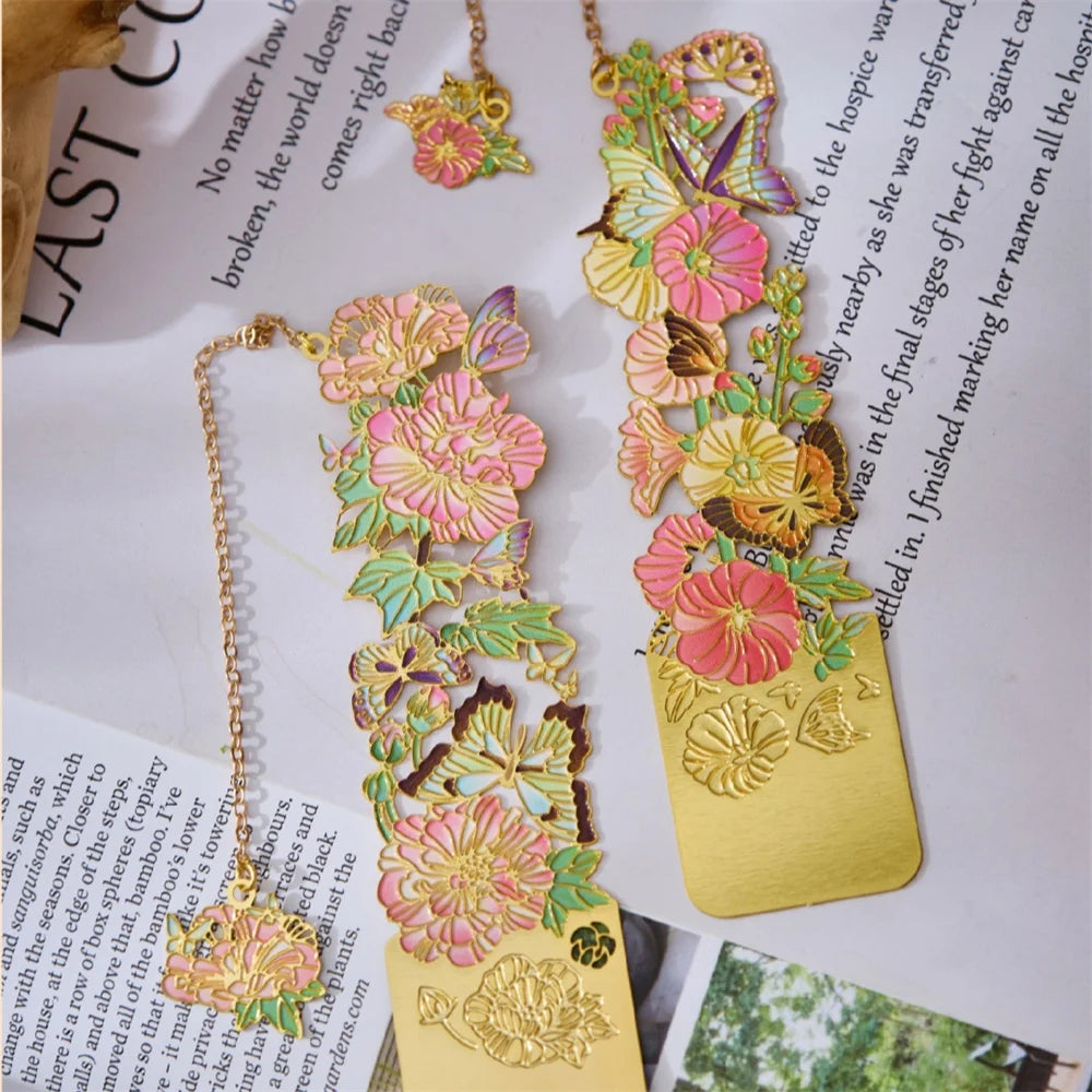 Retro Chinese Metal Hollow Bookmarks Creative Out Bookmark Book Clip Student Stationery School Office Supply New Year Gift