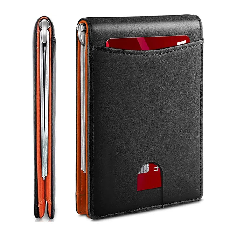 Slim Wallets for Men - Leather Money Clip Mens Wallet - RFID Blocking Front Pocket Bifold Wallet - Minimalist Credit Card Holder mon
