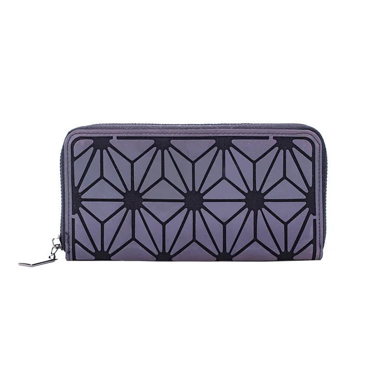 Fashion Luminous long zipper wallet for women.Geometric rhombus cell phone wallet/multi-card credit card holder and coin purse